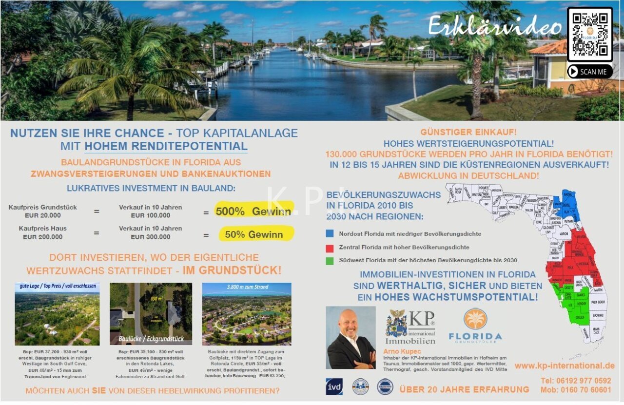 EUR 72/m² - WSG - Großes Grundstück am Wasser-Kanal