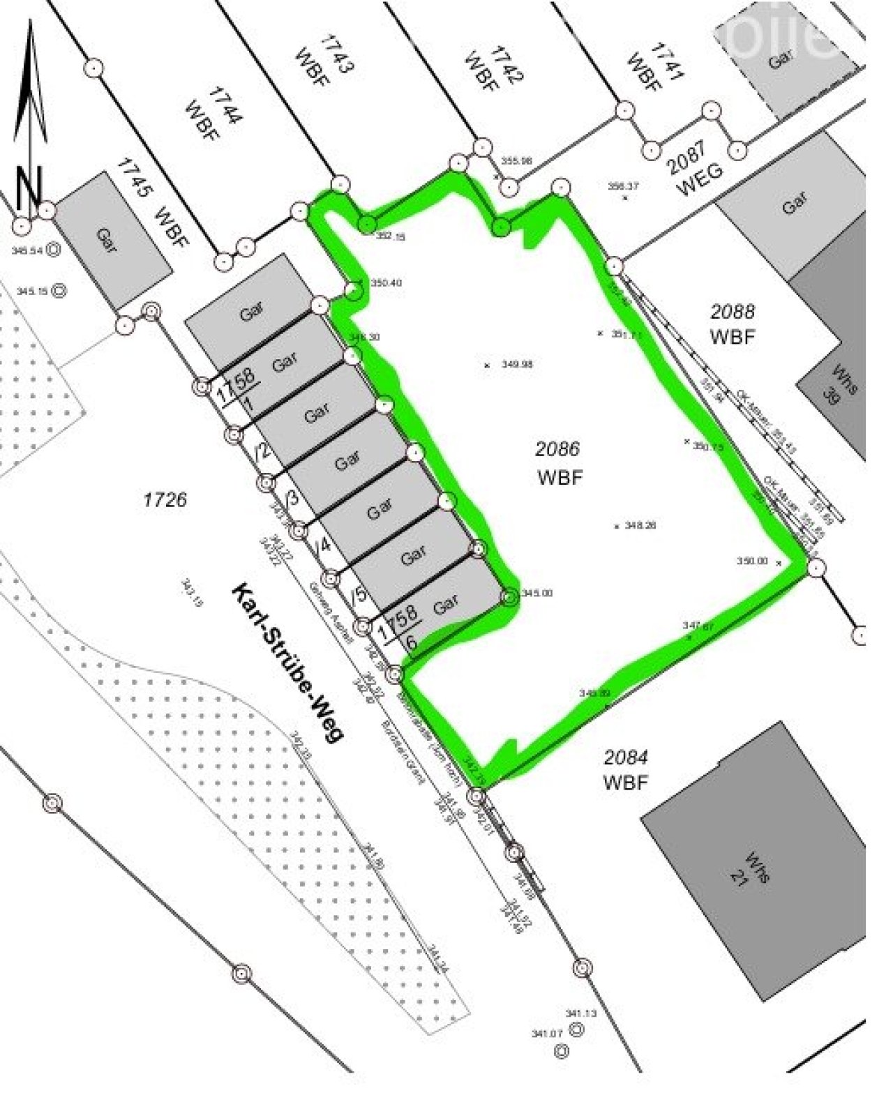 Hangrundstück mit Weitblick in Steinen (DJ1) — Lageplan